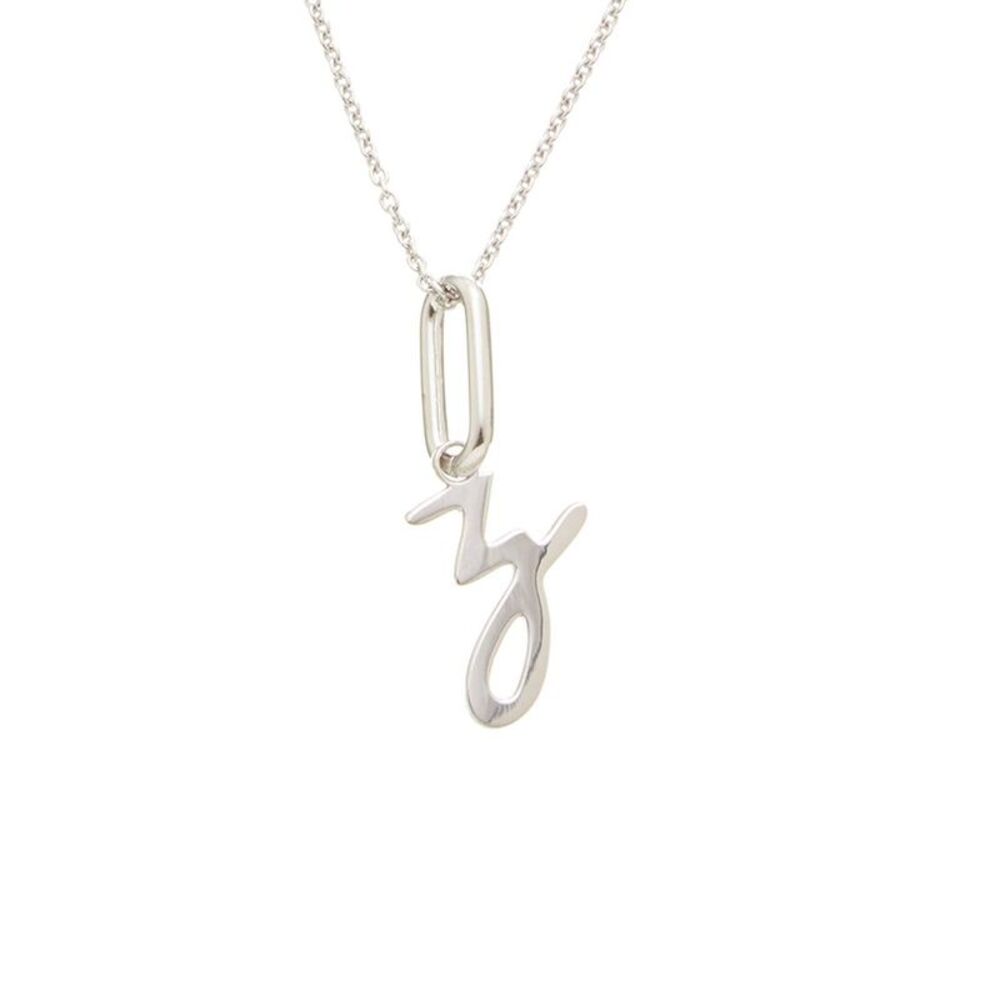 Meshmerise Silver 0.06 Ct. Tw. Diamond Initial Necklace, White